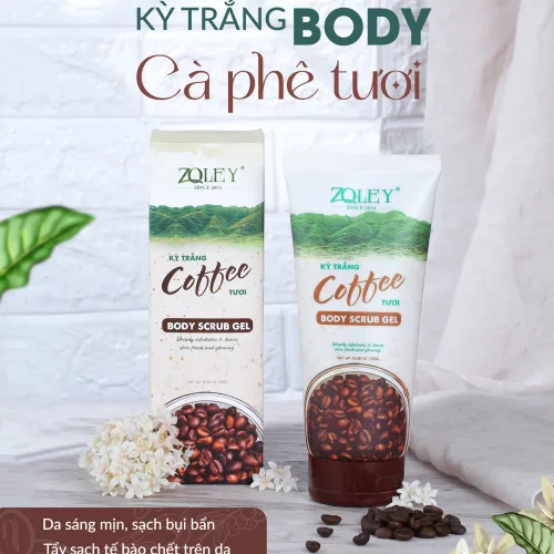 Kỳ trắng body coffee tươi Zoley tắm sạch và mịn da lại còn thơm
