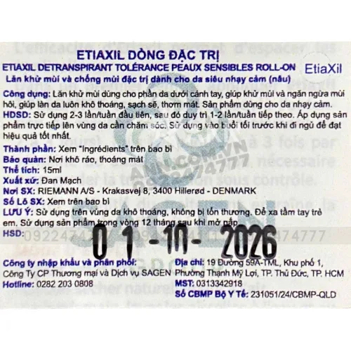 Lăn Khử Mùi EtiaXil Màu Nâu Dành Cho Da Nhạy Cảm 15ml