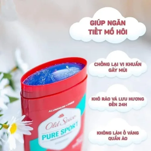 Lăn Sáp Khử Mùi Old Spice Pure Sport Mỹ 85g với hương thơm mạnh mẽ tự nhiên giúp ngăn mùi cơ thể