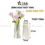 Lọ Hoa Thủy Tinh Trụ Sọc Viền Vàng Lucas 21x7x10cm