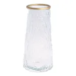 Lọ Hoa Thủy Tinh Trụ Sọc Viền Vàng Lucas 21x7x10cm