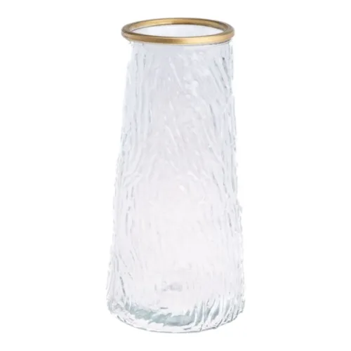 Lọ Hoa Thủy Tinh Trụ Sọc Viền Vàng Lucas 21x7x10cm
