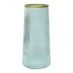Lọ Hoa Thủy Tinh Trụ Sọc Viền Vàng Lucas 21x7x10cm