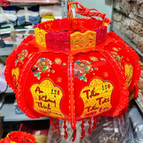 Set 2 Lồng Đèn Điện Phân Quang Lá 120cm Trang Trí Tết