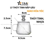 Ly Thủy Tinh Nắp Gấu Cốc Thủy Tinh Pha Lê Có Nắp Kèm Thìa 10x9.5x8cm