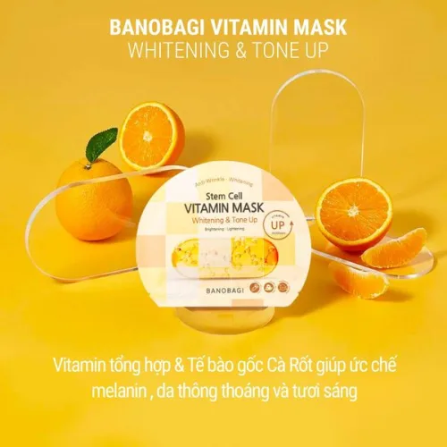 Mặt Nạ Banobagi Màu Cam Stem Cell Vitamin Mask Whitening Dark Spot Care 10 Miếng