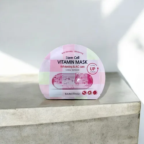 Mặt Nạ Banobagi Màu Hồng Stem Cell Vitamin Mask Whitening AC Care Hộp 10 Miếng