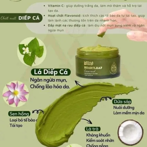 Mặt Nạ Diếp Cá Tái Sinh MeeA Organic nhìn xanh tuơi mát hết cả mắt