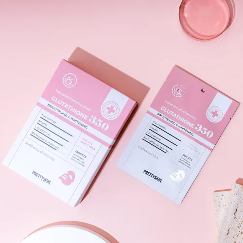 Mặt Nạ Prettyskin Glutathione 350 Màu Hồng Dưỡng Trắng Da Hộp 10miếng