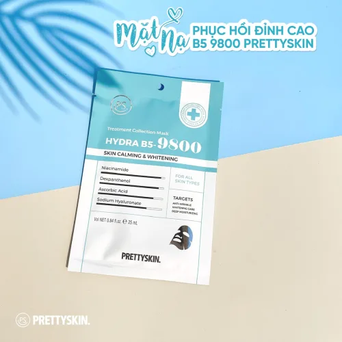 Mặt Nạ Prettyskin Hydra B5 Màu Xanh Nhạt Phục Hồi Da Hộp 10miếng