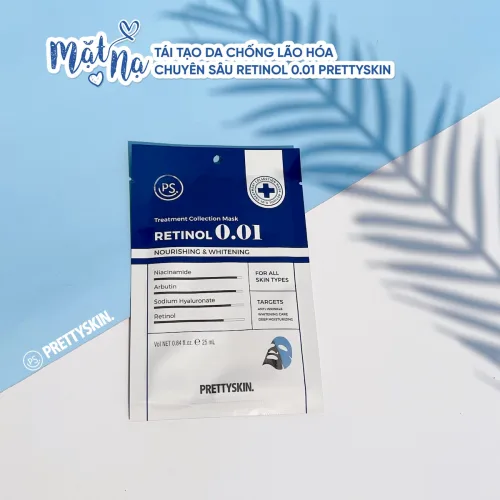 Mặt Nạ Prettyskin Retinol 0.01 Màu Xanh Đậm Tái Tạo Da Hộp 10miếng
