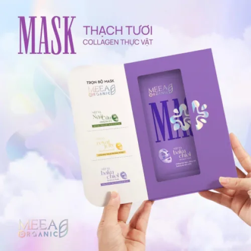 Mặt Nạ Thạch Collagen Meea Organic Màu Tím Bakuchiol Retinol Mask Hộp 5 Miếng chính hãng