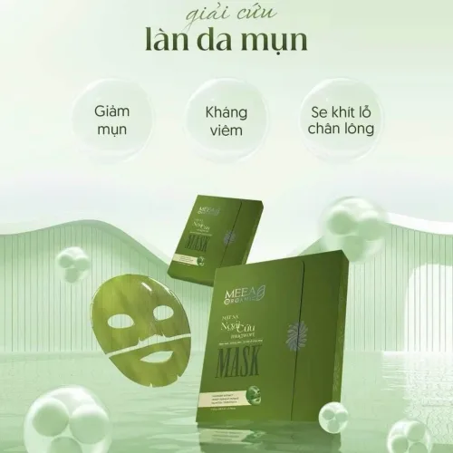 Mặt Nạ Thạch Collagen Meea Organic Màu Xanh Ngãi Cứu Mugwort Mask Hộp 5 Miếng chính hãng