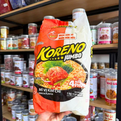 Mì Cay Koreno Jumbo Vị Bò - Vị Kim Chi - Mì Cay Hàn Quốc Túi 1kg (10 Gói x 100g)
