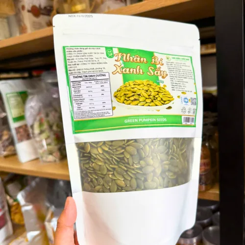 Nhân Bí Xanh Sấy 500g - Túi Zip Bạc