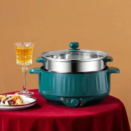 Nồi Lẩu Điện Thông Minh - Bếp Điện Công Suất Lớn 1000W - Tặng Kèm Giá Hấp Inox 34x17cm