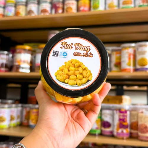 Nui Vàng Chiên Tỏi Ớt Đậm Vị 330g - Hũ Gấu Lớn