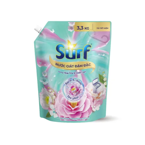 Nước Giặt SURF Túi Hương Hoa Trà & Linh Lan 3.6kg - Túi Xanh