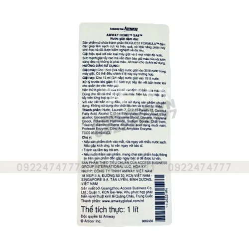 Nước Giặt Xả Đậm Đặc Amway Home SA8 Dung Tích 1 Lít Chính Hãng