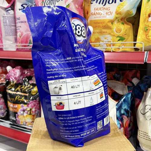 Nước Giặt Xả Cao Cấp 888 D-Shining Hương Nước Hoa 3,2kg - Túi Màu Tím