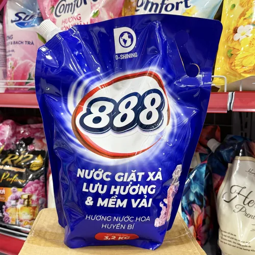 Nước Giặt Xả Cao Cấp 888 D-Shining Hương Nước Hoa 3,2kg - Túi Màu Tím