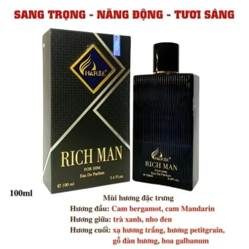 Nước hoa charme Rich Man có hương thơm rất dễ dàng nhận biết