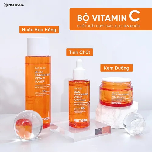 Nước Hoa Hồng Prettyskin The Pure Jeju Tangerine Vita C Toner 250ml