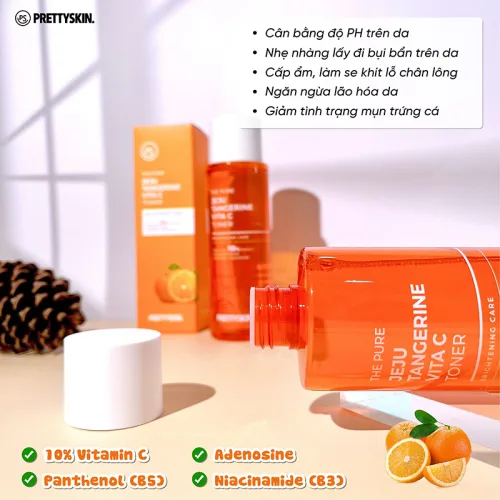 Nước Hoa Hồng Prettyskin The Pure Jeju Tangerine Vita C Toner 250ml