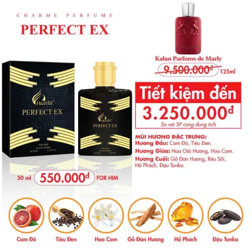 Nước Hoa Nam Charme Perfect Ex 50ml - Hương Thơm Sang Trọng Lịch Lãm