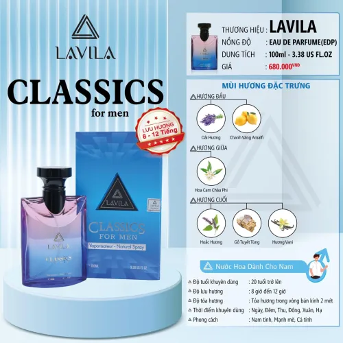 Nước Hoa Nam Lavila Classics 100ml full size