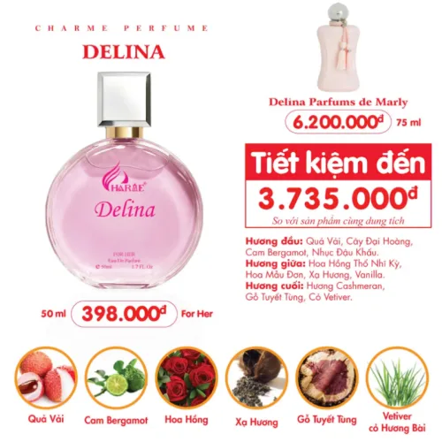 Nước Hoa Nữ Charme Delina 50ml - Hương Thơm Nữ Tính Tươi Mát