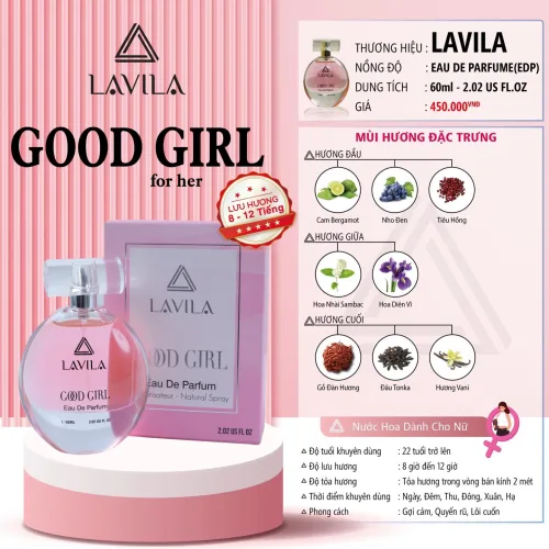 Nước Hoa Nữ Lavila Good Girl 60ml full size