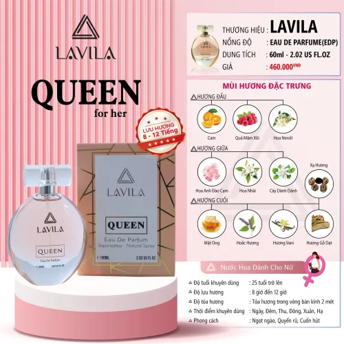 Nước Hoa Nữ Lavila Queen 60ml full size