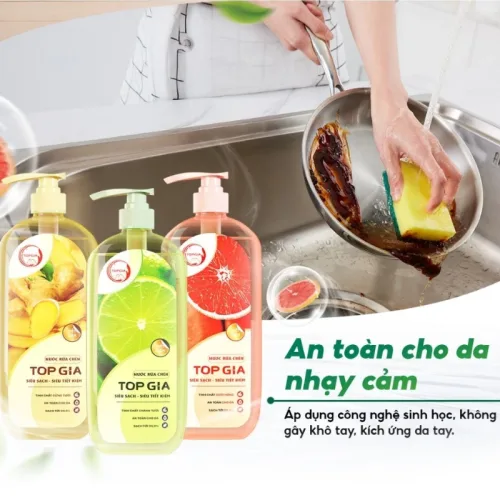 Nước Rửa Chén Top Gia Hương Chanh Tươi 1kg/Chai