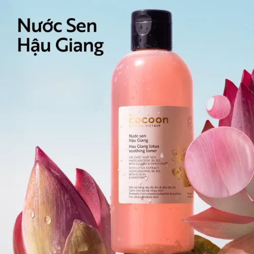 Nước Sen Hậu Giang Toner Cocoon 310ml Dành Cho Da Nhạy Cảm - Hỗ Trợ Cấp Ẩm Phục Hồi Da