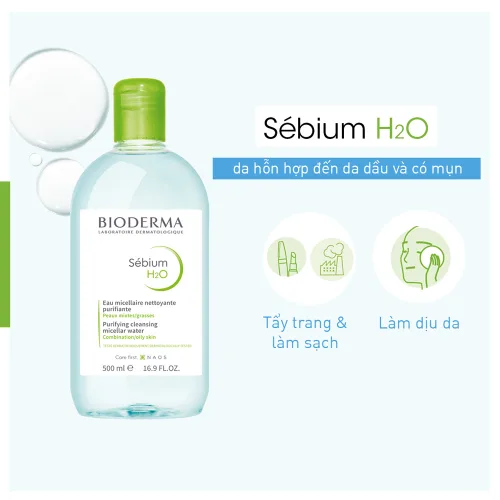 Nước Tẩy Trang Bioderma Dành Cho Da Dầu & Hỗn Hợp 500ml Sébium H2O