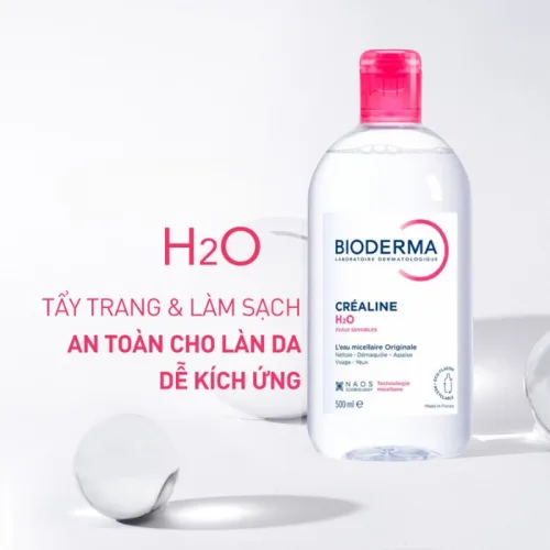 Nước Tẩy Trang Bioderma Màu Hồng Crealine H2O 500ml Dành Cho Da Nhạy Cảm