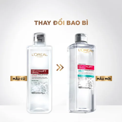 Nước Tẩy Trang Dành Cho Da Dầu Loreal Revitalift Crystal Purifying Micellar Water For Oily Skin 400ml
