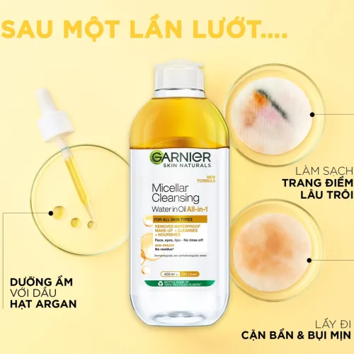 Nước tẩy trang Garnier Micellar Oil-Infused Cleansing Water 400ml Cam