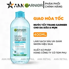 Nước Tẩy Trang Garnier Nắp Xanh Micellar Cleansing Water Salicylic BHA Dành Cho Da Dầu Mụn 400ml