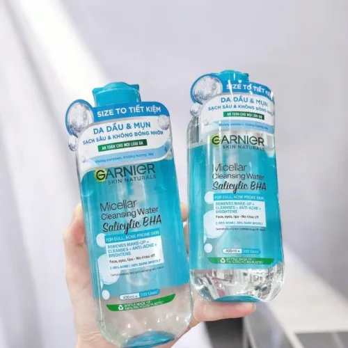 Nước Tẩy Trang Garnier Nắp Xanh Micellar Cleansing Water Salicylic BHA Dành Cho Da Dầu Mụn 400ml