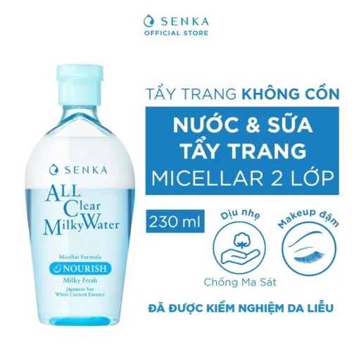 Nước Tẩy Trang Hai Lớp Senka All Clear Milky Water Nourish Màu Xanh Dương 230ml