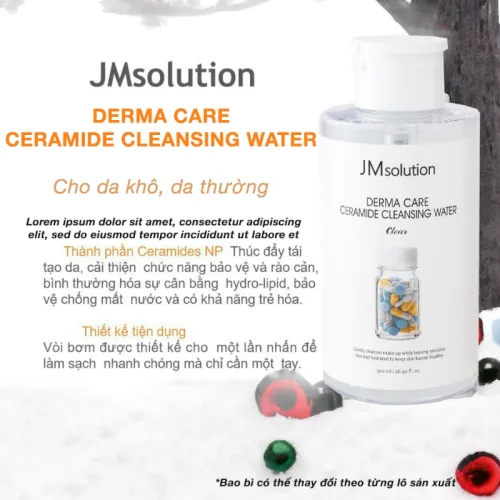 Nước Tẩy Trang JMSolution Ceramide Cleansing Water Dành Cho Da Khô 500ml