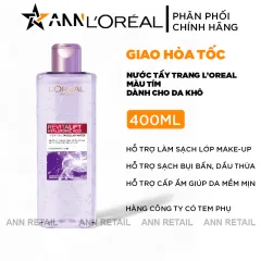 Nước Tẩy Trang Loreal Màu Tím Sạch Sâu Cấp Ẩm Revitalift Hyaluronic Acid Micellar Water 400ml - Hàng Công Ty Có Tem Phụ