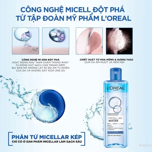 Nước Tẩy Trang Loreal Paris Xanh Nhạt Tươi Mát Micellar Water Refreshing 400ml