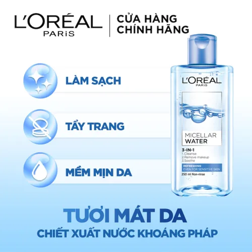 Nước Tẩy Trang Loreal Paris Xanh Nhạt Tươi Mát Micellar Water Refreshing 400ml