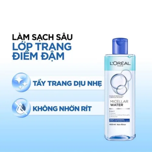 Nước Tẩy Trang L'Oreal xanh Micellar Water 3-in-1 Deep Cleansing là một trong ba dòng tẩy trang Micellar của Loreal với thế mạnh đặc trưng là khả năng làm sạch sâu vượt trội và an toàn cho mọi loại da