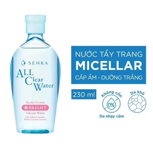 Nước Tẩy Trang Senka All Clear Micellar 230ml Hỗ Trợ Dưỡng Ẩm Sạch Sâu Làm Sáng Da