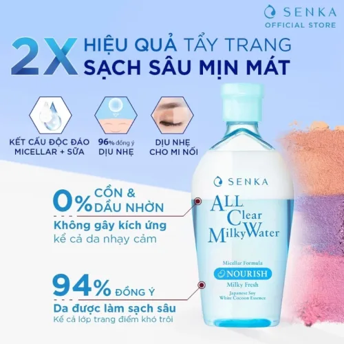 Nước Tẩy Trang Senka All Clear Micellar 230ml Hỗ Trợ Dưỡng Ẩm Sạch Sâu Làm Sáng Da