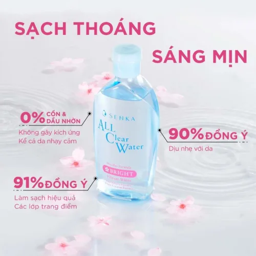 Nước Tẩy Trang Senka All Clear Micellar 230ml Hỗ Trợ Dưỡng Ẩm Sạch Sâu Làm Sáng Da